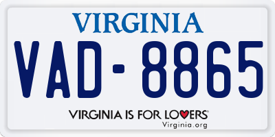 VA license plate VAD8865