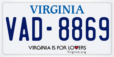 VA license plate VAD8869