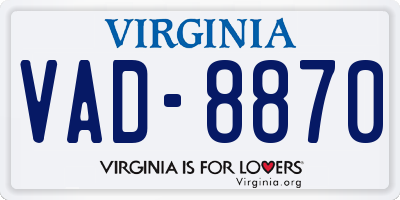 VA license plate VAD8870