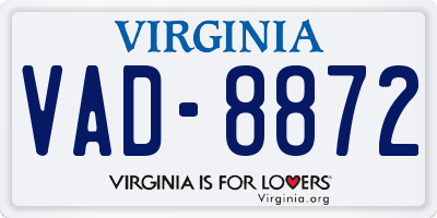 VA license plate VAD8872