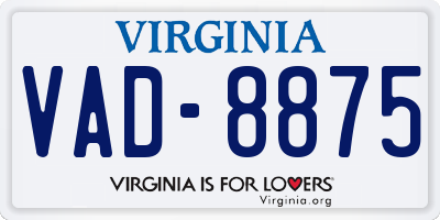 VA license plate VAD8875