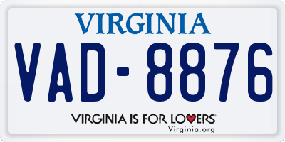 VA license plate VAD8876