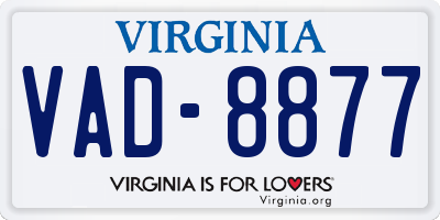 VA license plate VAD8877