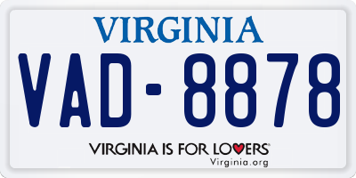 VA license plate VAD8878