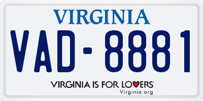 VA license plate VAD8881