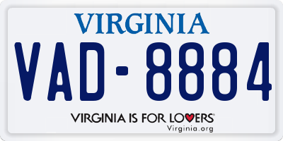 VA license plate VAD8884