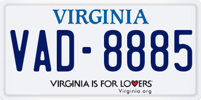 VA license plate VAD8885