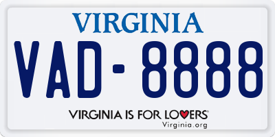 VA license plate VAD8888