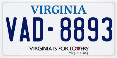 VA license plate VAD8893