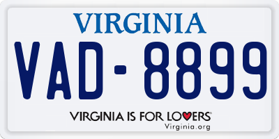 VA license plate VAD8899