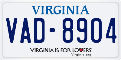 VA license plate VAD8904