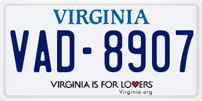 VA license plate VAD8907