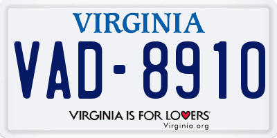 VA license plate VAD8910
