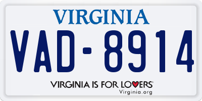 VA license plate VAD8914
