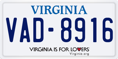 VA license plate VAD8916