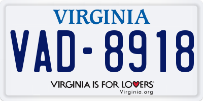 VA license plate VAD8918