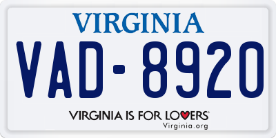 VA license plate VAD8920