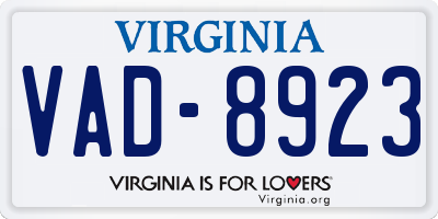 VA license plate VAD8923