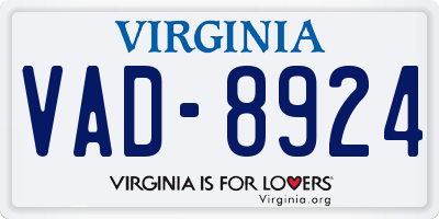 VA license plate VAD8924