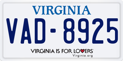 VA license plate VAD8925