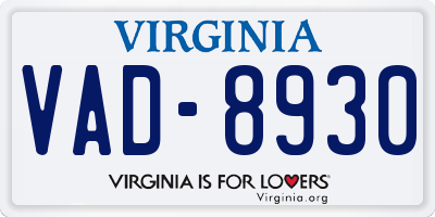 VA license plate VAD8930