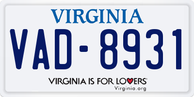 VA license plate VAD8931