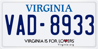 VA license plate VAD8933