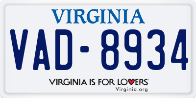 VA license plate VAD8934