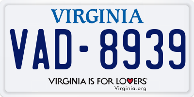 VA license plate VAD8939