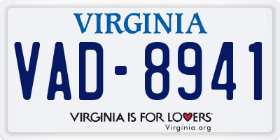 VA license plate VAD8941