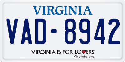 VA license plate VAD8942