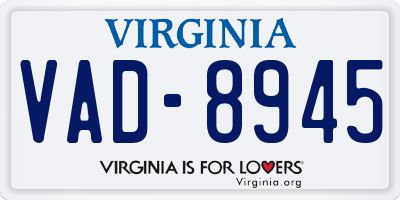 VA license plate VAD8945