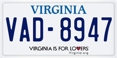 VA license plate VAD8947