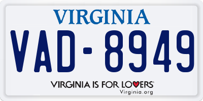 VA license plate VAD8949