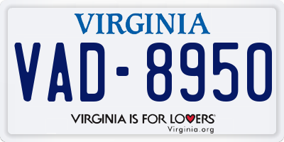 VA license plate VAD8950