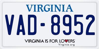 VA license plate VAD8952