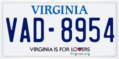 VA license plate VAD8954
