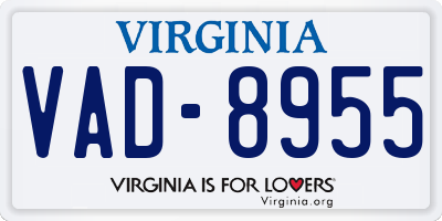 VA license plate VAD8955