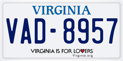 VA license plate VAD8957
