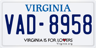 VA license plate VAD8958