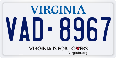 VA license plate VAD8967