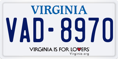 VA license plate VAD8970
