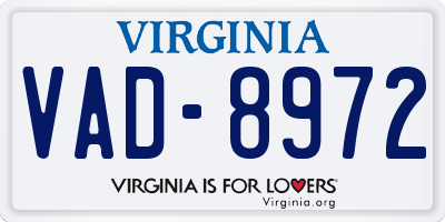 VA license plate VAD8972