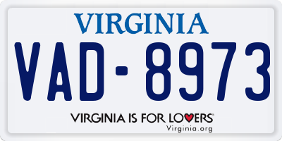 VA license plate VAD8973
