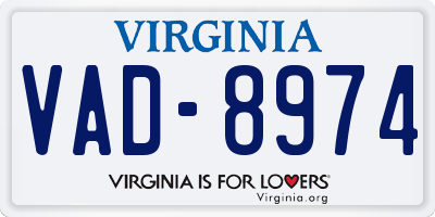 VA license plate VAD8974