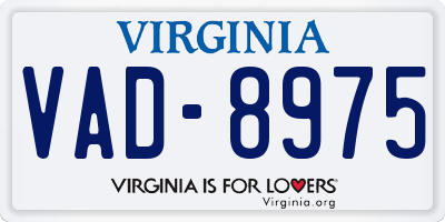 VA license plate VAD8975