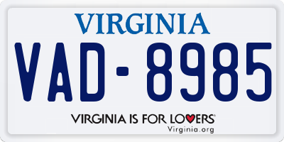 VA license plate VAD8985
