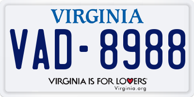 VA license plate VAD8988