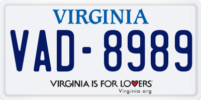 VA license plate VAD8989