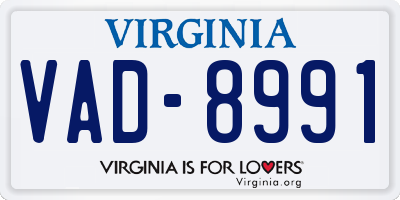 VA license plate VAD8991